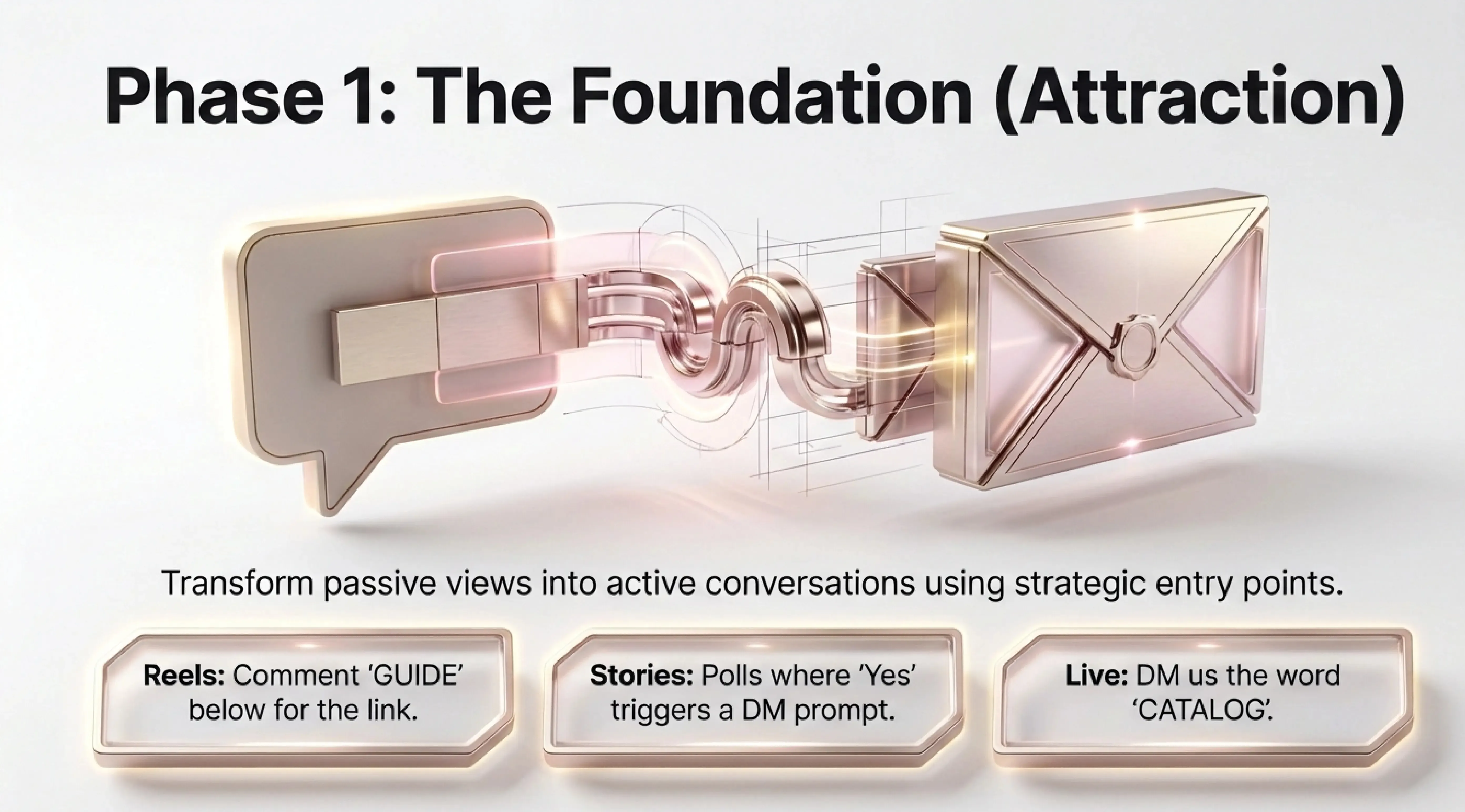The foundation (attraction): transform passive views into active conversations using strategic entry points.